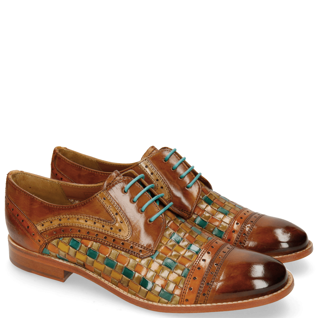 Derby shoes Amelie 19 Woven Multi Cognac