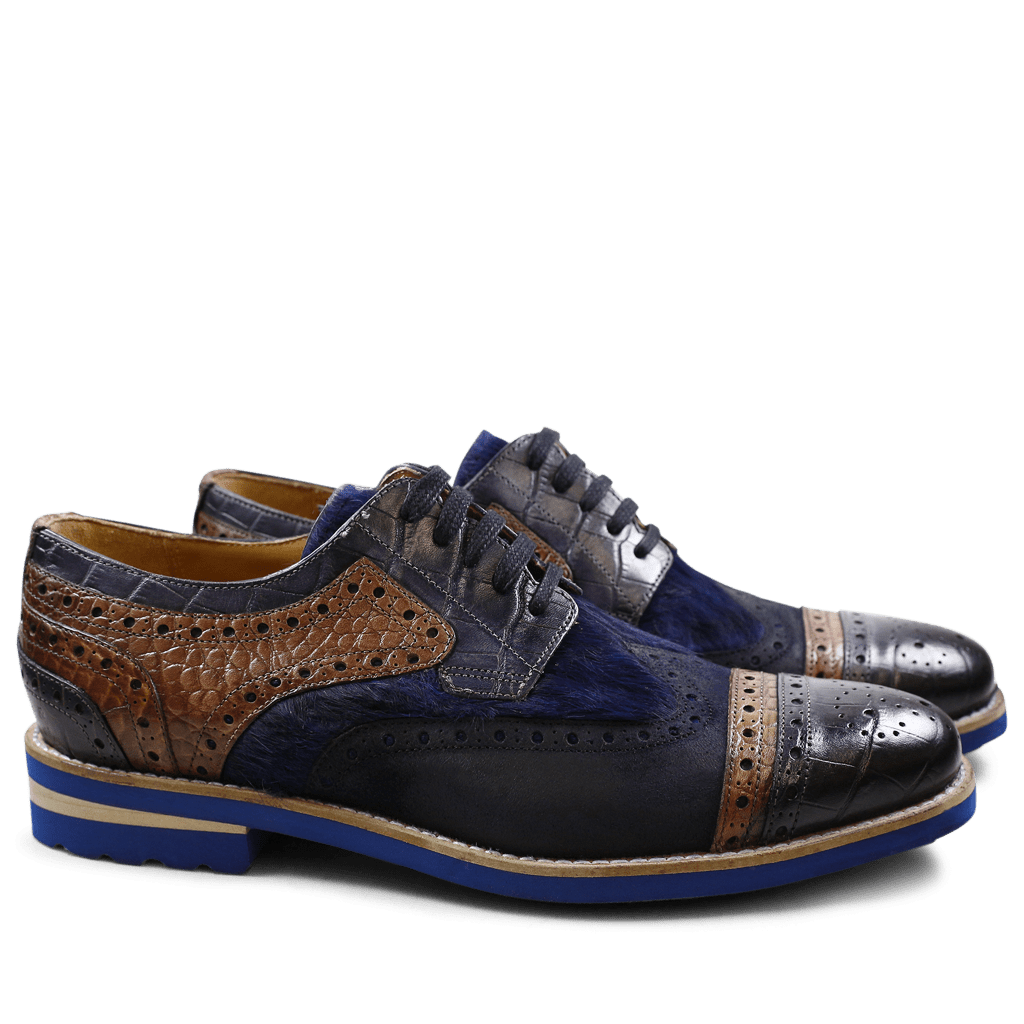 Phil 10 Big Croco Kudu Wax Hair On Navy Mink Navy Blue Aspen Blue