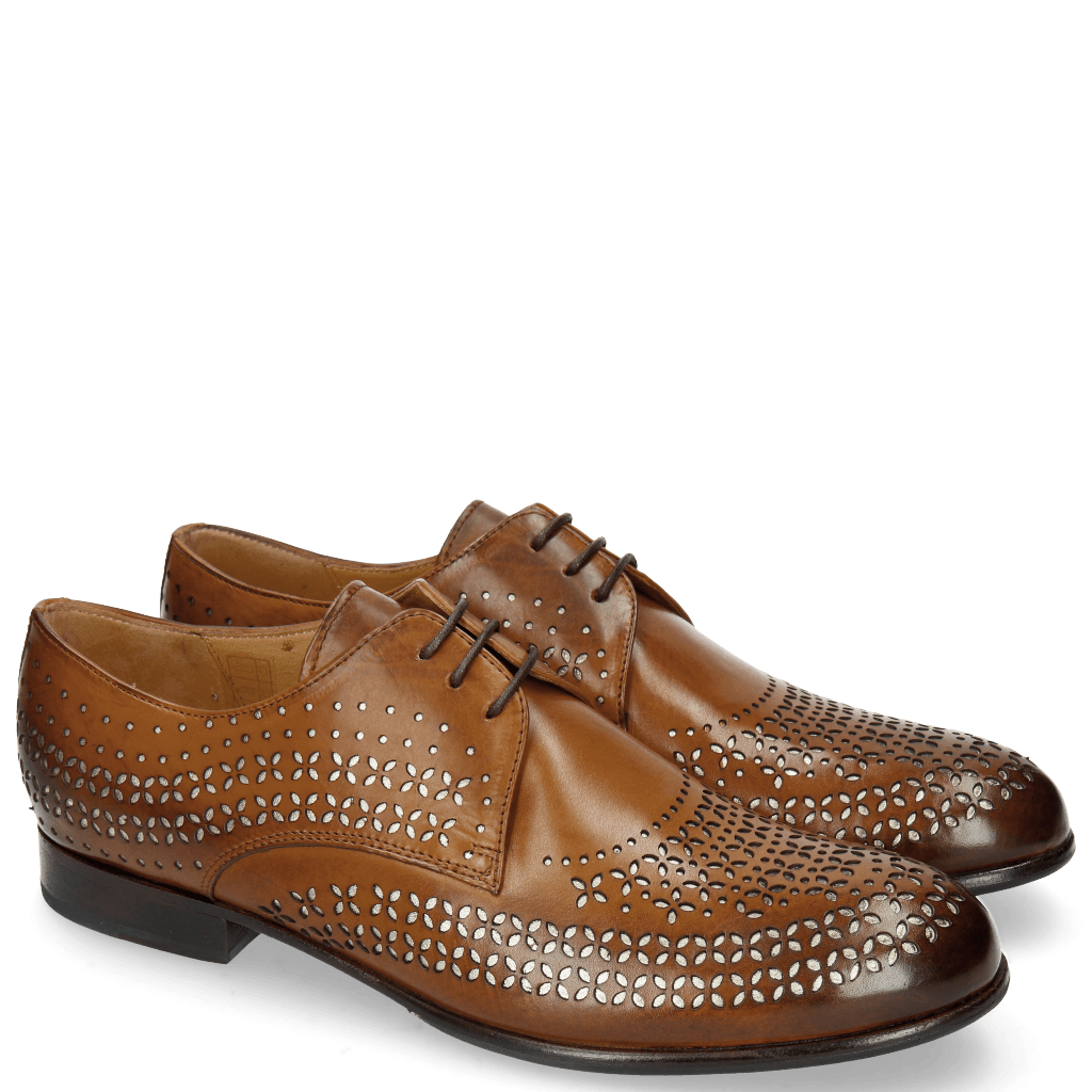 Derby shoes Sally 82 Tan Lasercut Feather