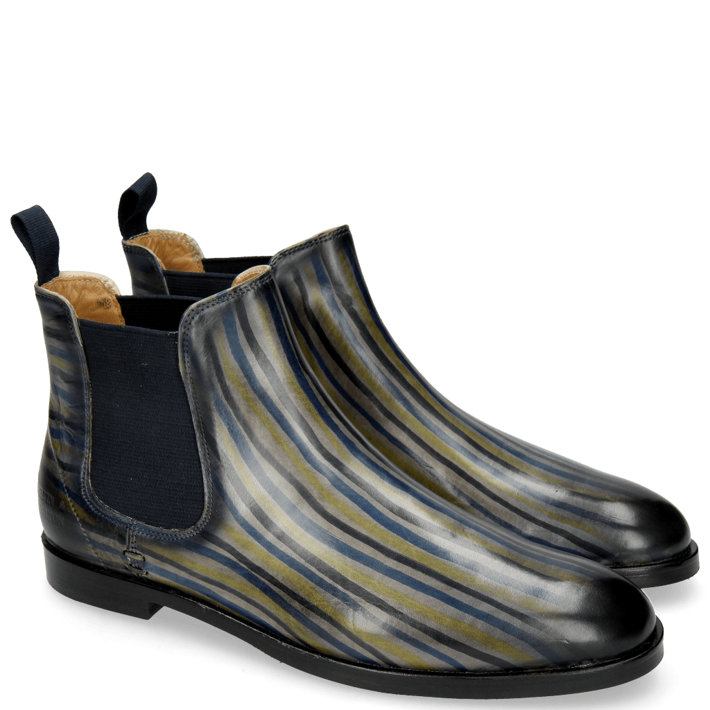 Ankle boots Susan 10 Morning Grey Navy Electric Blue Lines Cedro