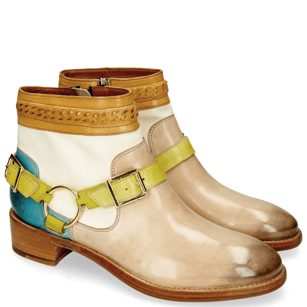Ankle boots Lizzy 4 Corda White Turquoise Washed Straps Sol