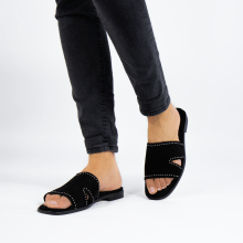 Mules Elodie 20 Parma Suede Black Rivets