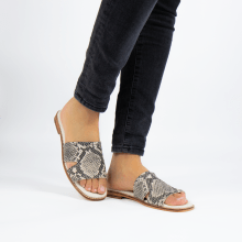 Mules Elodie 20 Snake Ivory Rivets