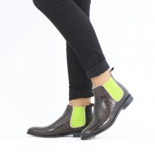 Ankle boots Amelie 4 Vegas Crock Espresso Elastic Ribbed Light Green