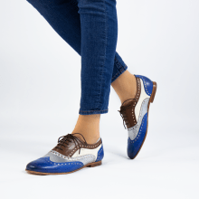 Oxford shoes Sonia 1 Vegas Neptune Blue Talca Perfo Silver Mink White
