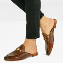Mules Scarlett 10 Big Croco Wood Trim Gold