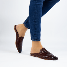 Mules Joolie 17 Woven Haring Bone Dark Wood