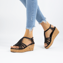 Sandals Hanna 55 Woven Black Cork