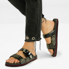 Sandals Helen 4 Black Multi Rivets Buckle Nickel Modica Black EVA