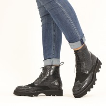Ankle boots Sally 120 Crock Oily Suede Black Rivets