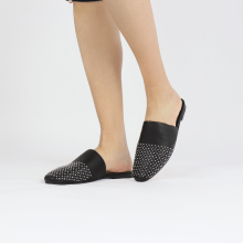 Mules Mandy 3 Nappa Black Binding Black Rivets