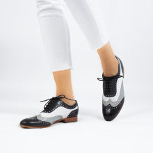 Oxford shoes Sally 97 Salerno Black French Grey Nappa Perfo White
