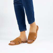 Mules Elodie 20 Parma Suede Tan Rivets