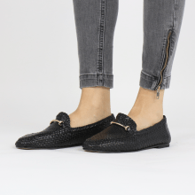 Loafers Aviana 1 Woven Black Trim Gold