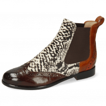 Ankle boots Selina 29 Imola Mid Brown Hairon Snake Black White