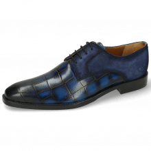 Derby shoes Martin 1 Venice Turtle Mid Blue Suede Pattini Indigo