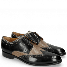 Derby shoes Henry 23 Black Tongue Python Print Off White