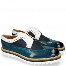 Derby shoes Trevor 10 Mid Blue Textile Dots Milled White