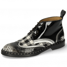 Ankle boots Sally 30 Brush Floral Black White Nappa Aztek Smoke Textile Tweed