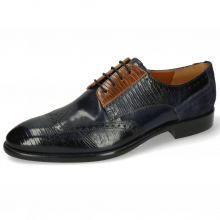Derby shoes Bobby 1 Guana Navy Cognac Night Blue