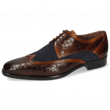 Derby shoes Lance 11 Crock Mid Brown Wood Suede Pattini Navy