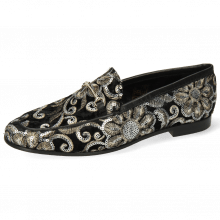 Loafers Scarlett 22 Textile Zardosi Black Trim Gold