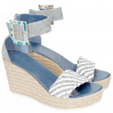 Sandals Abby 2 Denim Light Blue Raffia White