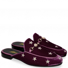 Mules Scarlett 10 Velluto Viola Embroidery Stars