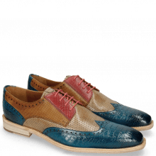 Derby shoes Leonardo 20 Baby Croco Mid Blue Perfo Ruby