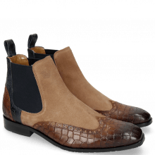 Ankle boots Rico 12 Venice Crock Mid Brown Navy Suede Pattini Perfo Cognac