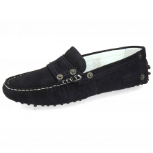 Loafers Caroline 1 Goat Suede Navy Dots