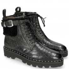 Ankle boots Susan 66 Crock Petrol Barrow Metal Sherling Black Sword Buckle