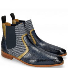 Ankle boots Lewis 26 Baby Croco Navy Olivine Textile Stripes Blue