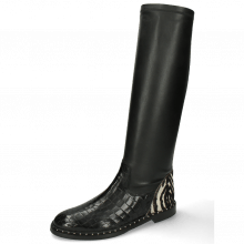 Boots Susan 79 Crock London Fog Stretch Nappa Black Hairon New Zebra
