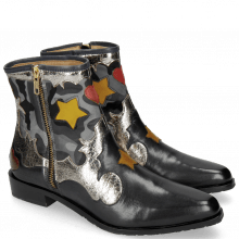 Ankle boots Marlin 12 Navy Cromia Gunmetal Camo Satin Blue Stars Yellow Heart Ruby