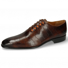 Oxford shoes Lance 28 Big Croco Mid Brown Eyelet Fluo Orange