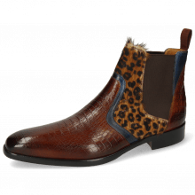 Ankle boots Lewis 26 Baby Croco Wood Navy Hairon Leo Cognac
