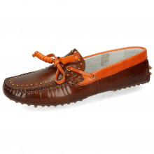Loafers Caroline 8 Mid Brown Fluo Orange Rivets
