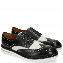 Derby shoes Matthew 14 Venice Crock Black White Rivets