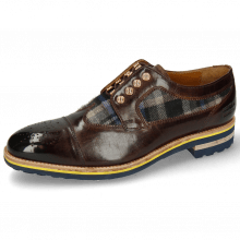 Derby shoes Tom 22 Mid Brown Textile Crayon Eyelet Gold