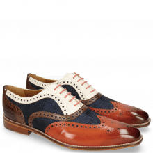 Oxford shoes Leonardo 21 Sweet Heart Textile Rubics Navy Dark Brown Vegas White