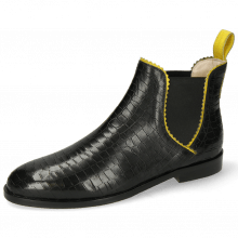 Ankle boots Susan 67 Big Croco Black Binding Fluo Yellow