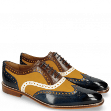 Oxford shoes Leonardo 21 Navy Canvas Kumquat Vegas White Dark Brown
