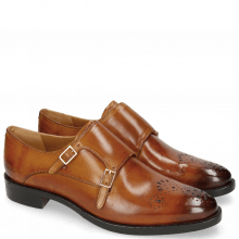 Monks Betty 9 Tan Cube Buckle Gold Lining Rich Tan
