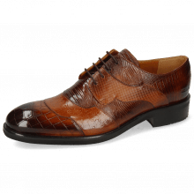 Derby shoes Patrick 27 Crock Wood Ostrich Tan Guanna Wood Dice Lizzard