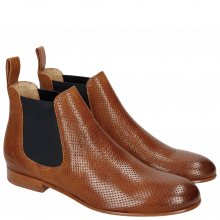 Ankle boots Sally 25 Venice Perfo Tan Elastic Navy