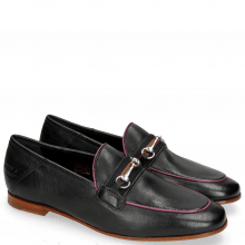 Loafers Scarlett 45 Glove Nappa Black Binding Fluo Pink