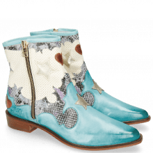 Ankle boots Marlin 12 Vegas Mermaid Snake Turquoise Perfo White Heart