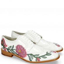 Derby shoes Eddy 38 Soft Patent White Embroidery Flowers