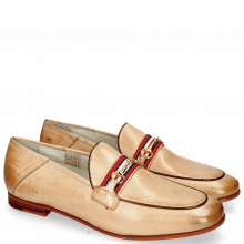 Loafers Scarlett 45 Glove Nappa Ivory Binding Tan Trim Gold
